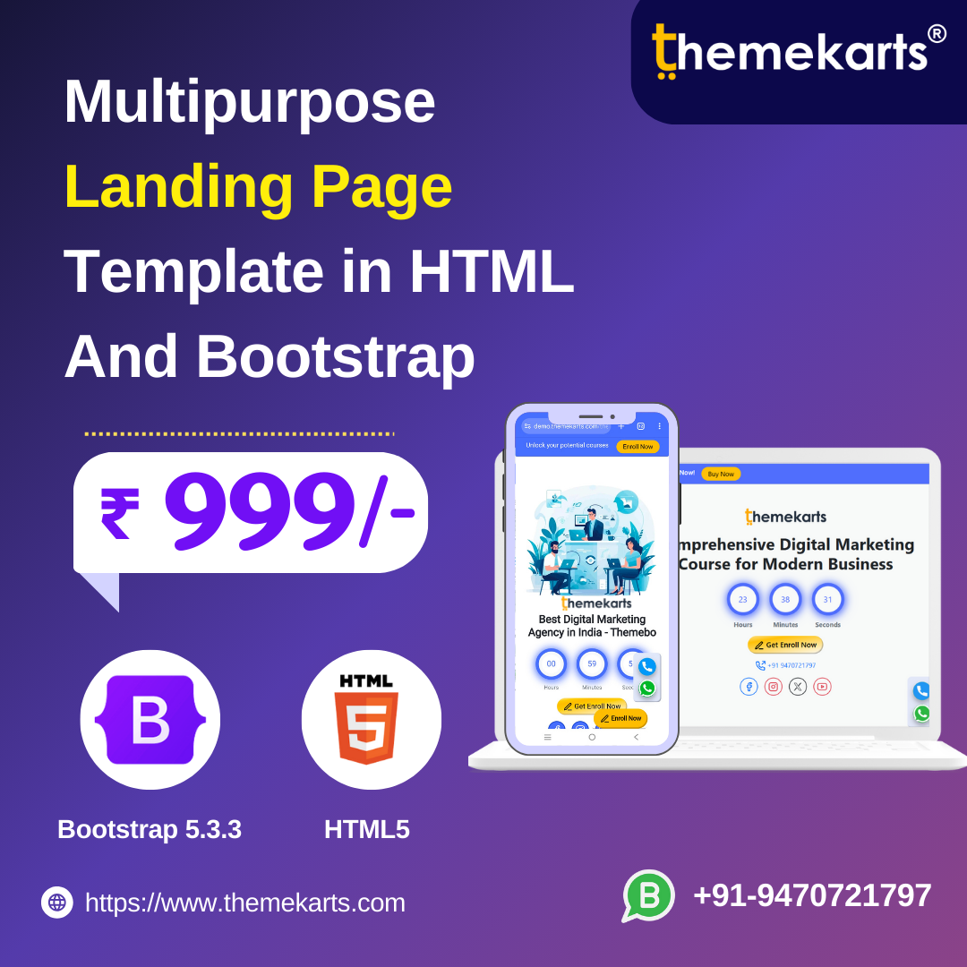 Multipurpose landing page template in html and bootstrap